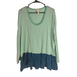 Matilda Jane Long Sleeve Top L Womens Multi Pattern Coquette Stretchy Striped